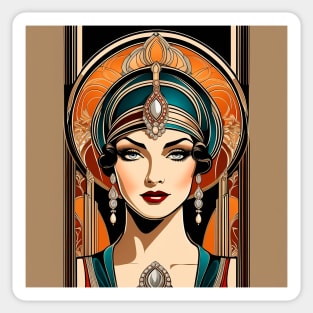 Girl looking from the front in art nouveau Sticker